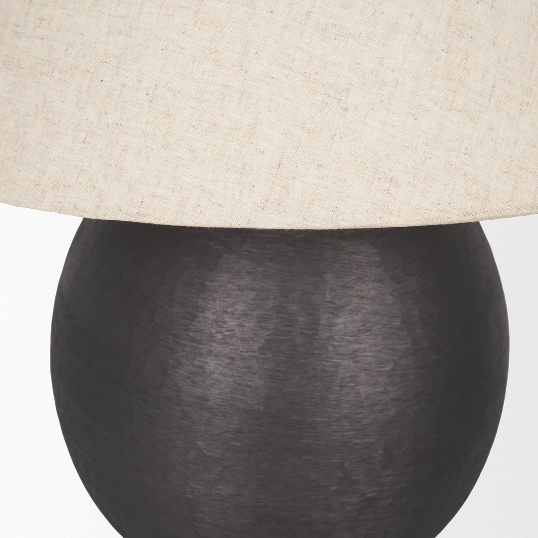 Sadiyah Table Lamp In Black Brushed Metal with Beige Shade