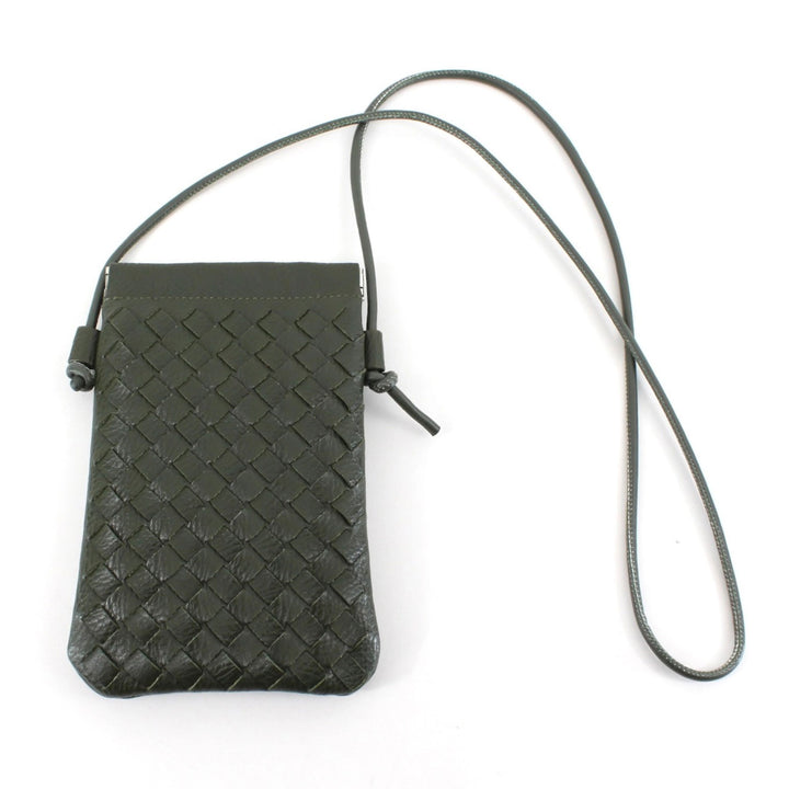 Small Woven Crossbody Phone Bag Green