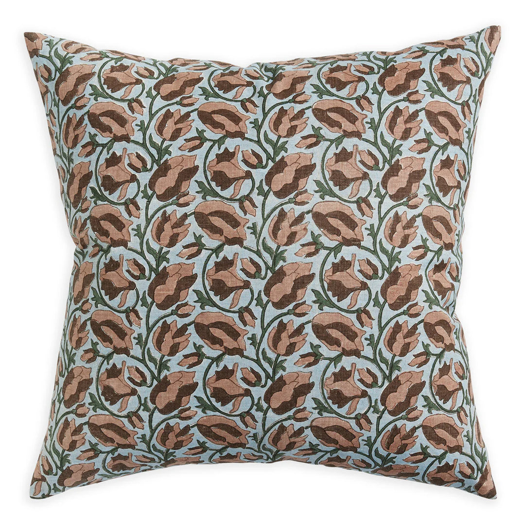 Lahore Rosewood linen cushion 20x20 w/ Feather Down Inner