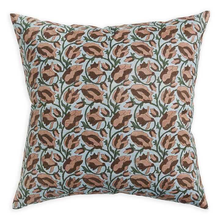 Lahore Rosewood linen cushion 20x20 w/ Feather Down Inner