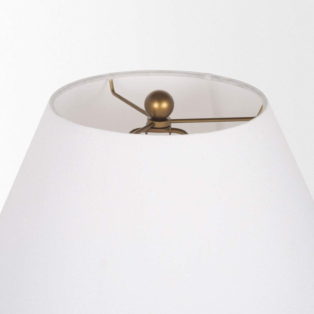 Sadiyah Table Lamp In Antiqued Gold Brushed Metal with Cream Shade