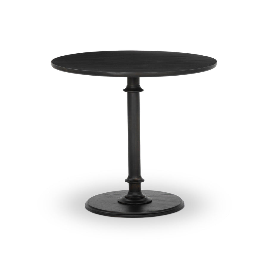 Black round table on a white background