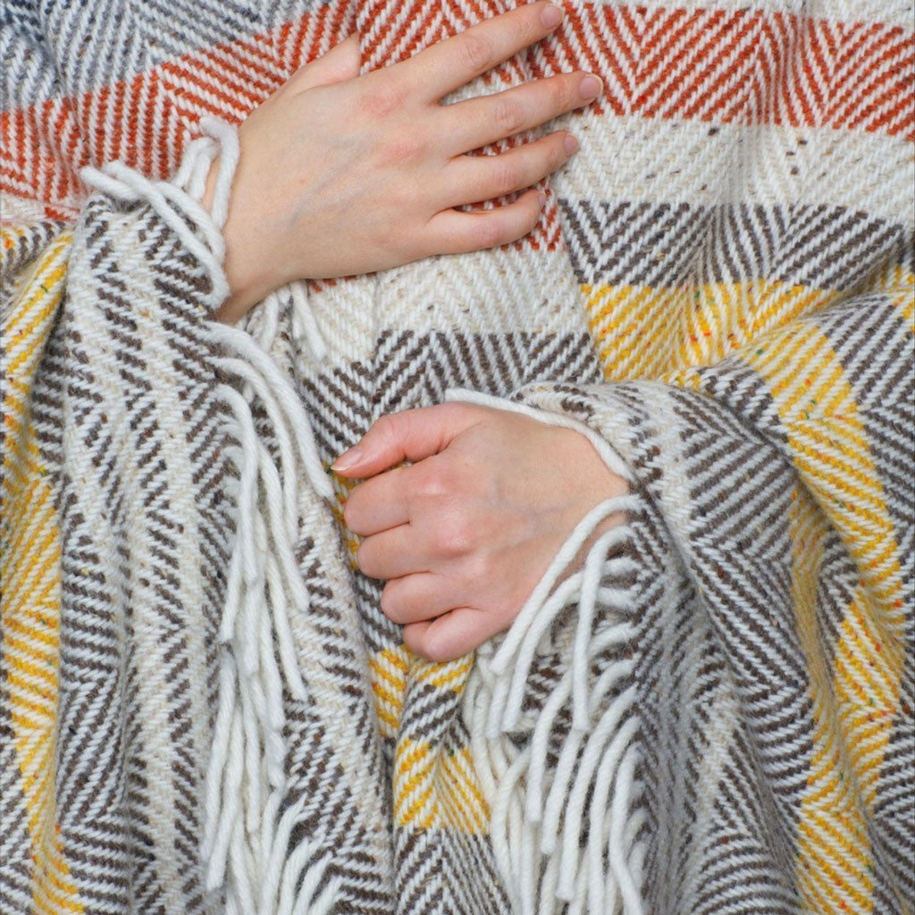 Heavy Donegal Throw in Rustic Stripe