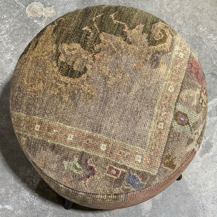 Vintage Rug Small Ottoman - 1024-A