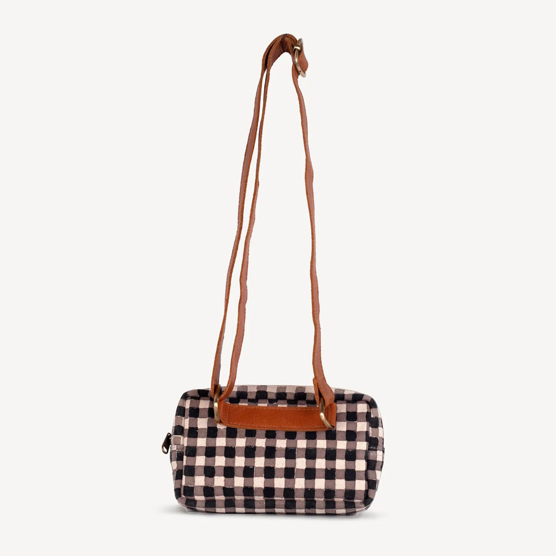 Block Print Belt Bag in Gingham Print