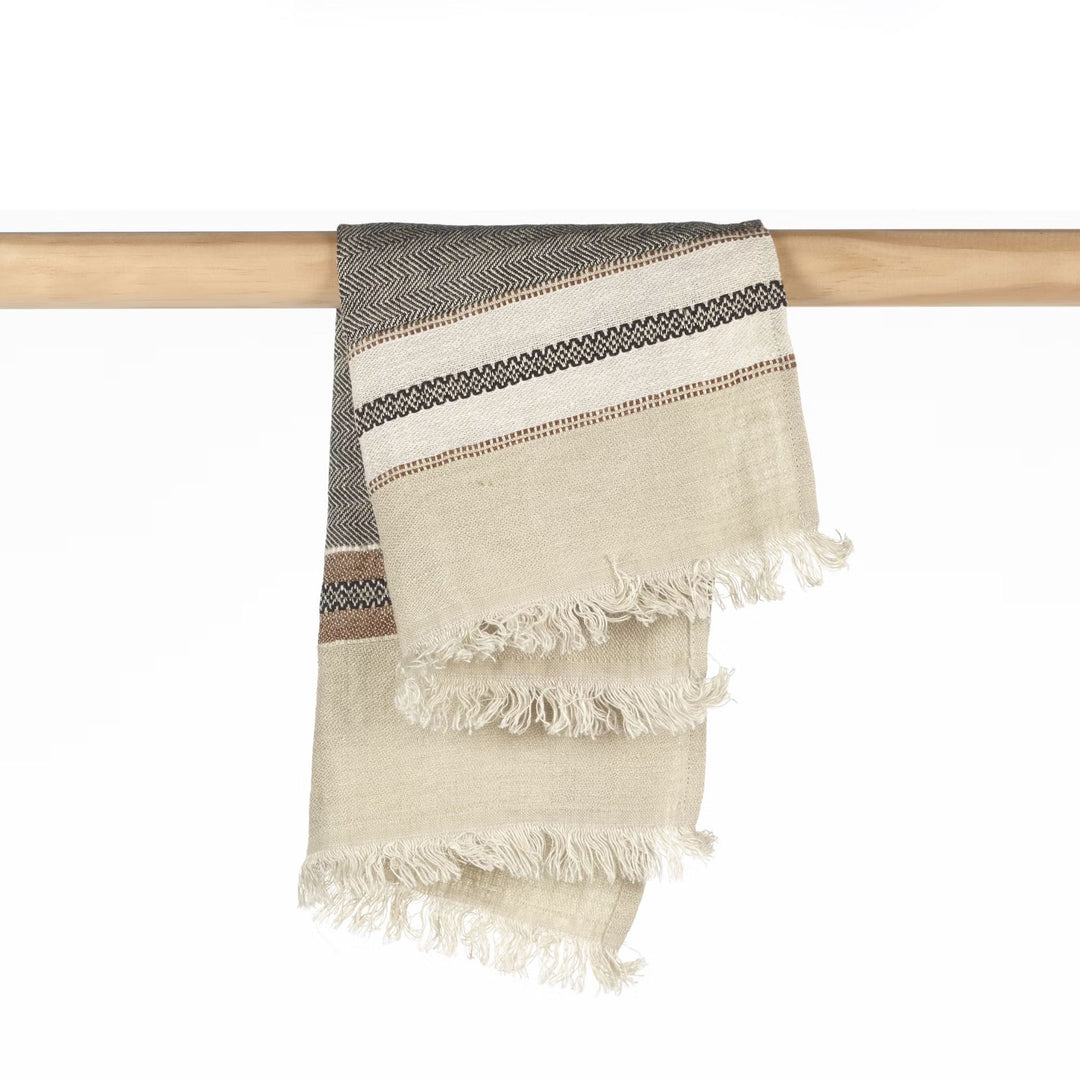 The Belgian Towel Small Fouta in Beeswax Stripe 14x20