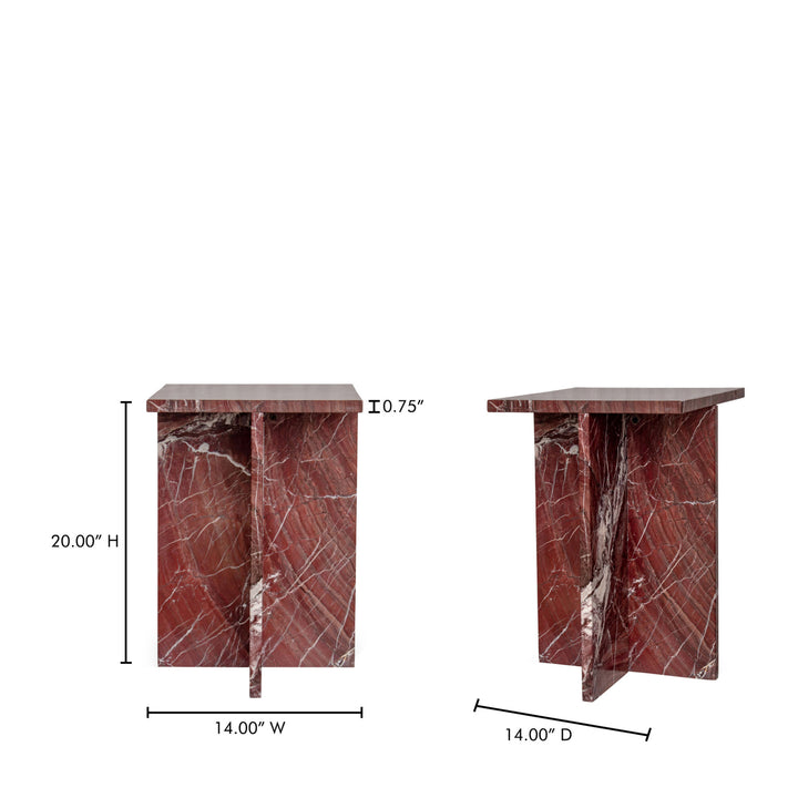 Brie Accent Table Rosso Levanto Marble