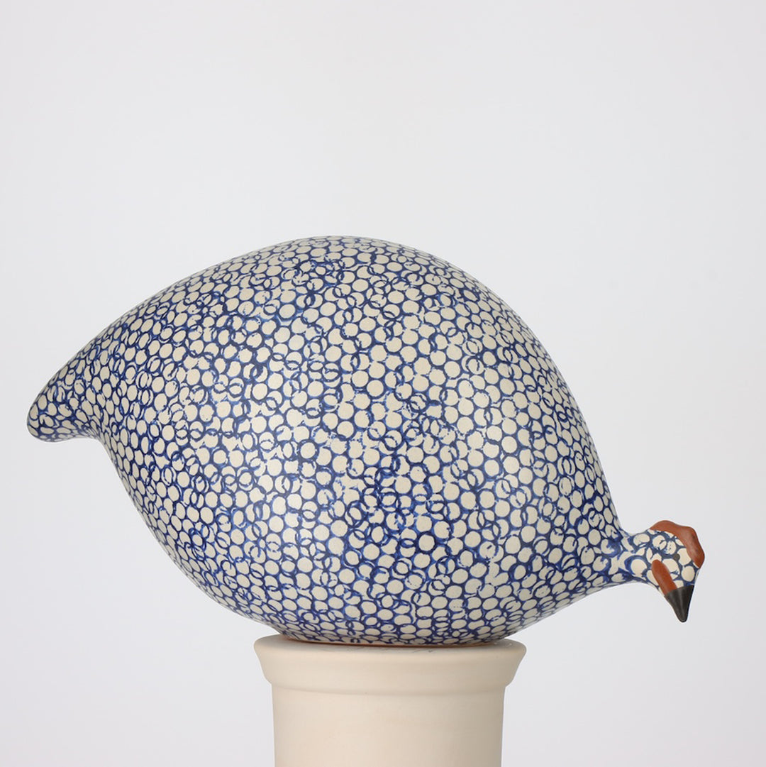 GUINEA FOWL WHITE SPOTTED COBALT SM