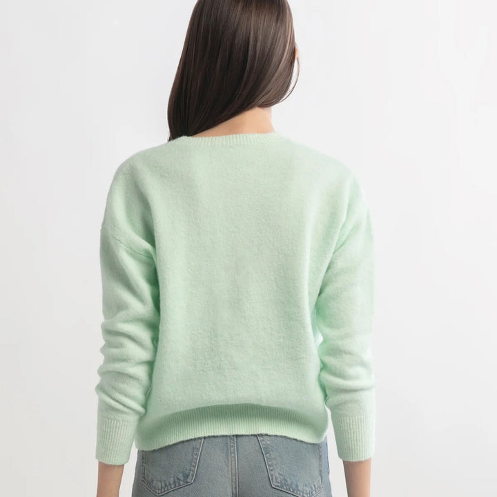 Basic Crewneck Sweater in Apple Green