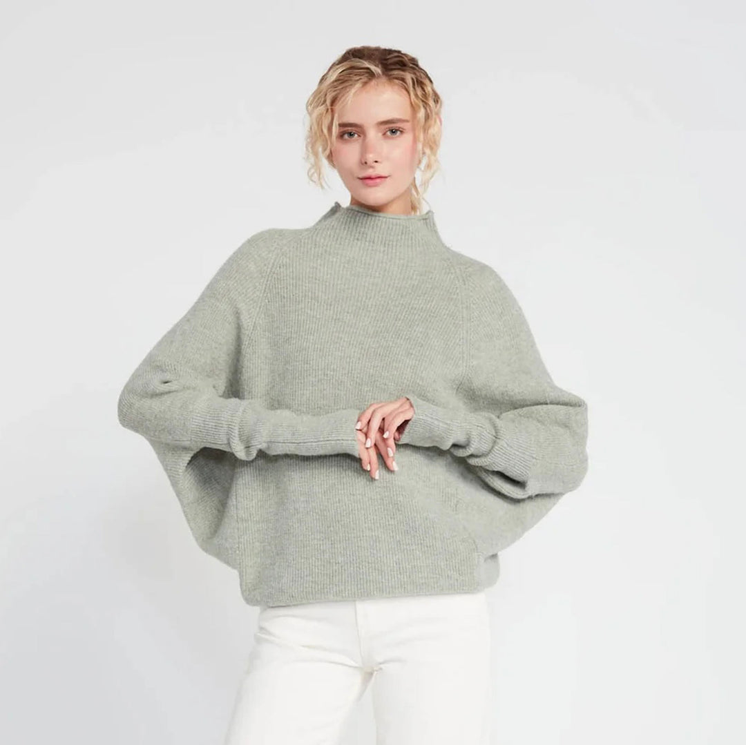 Mock Neck Batwing Sweater in Sage