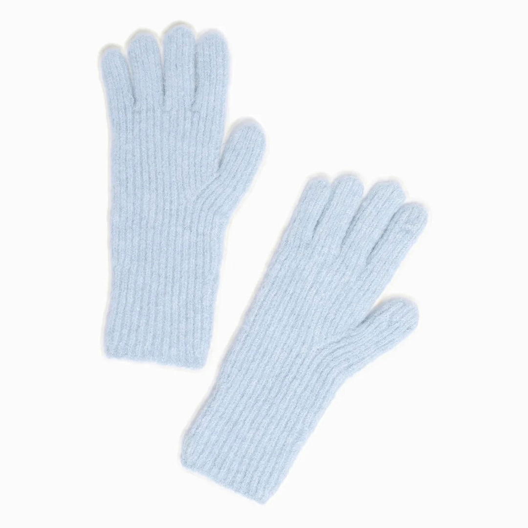 Chunky Knit Gloves in Baby Blue