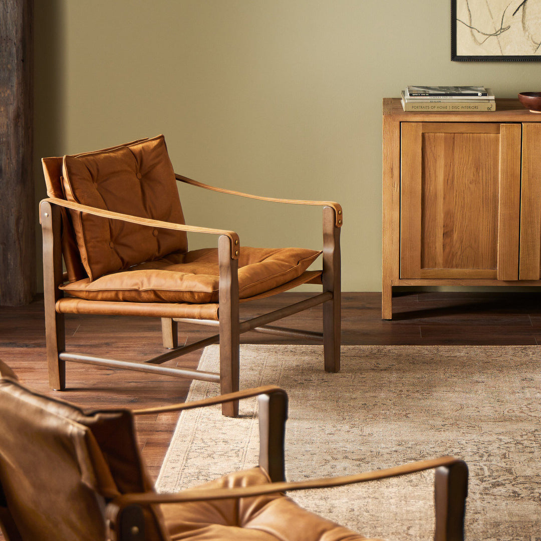 Leon Chair in Kennison Cognac Brown Leather