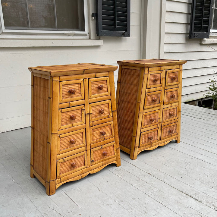 Vintage Pair of Bamboo Side Tables