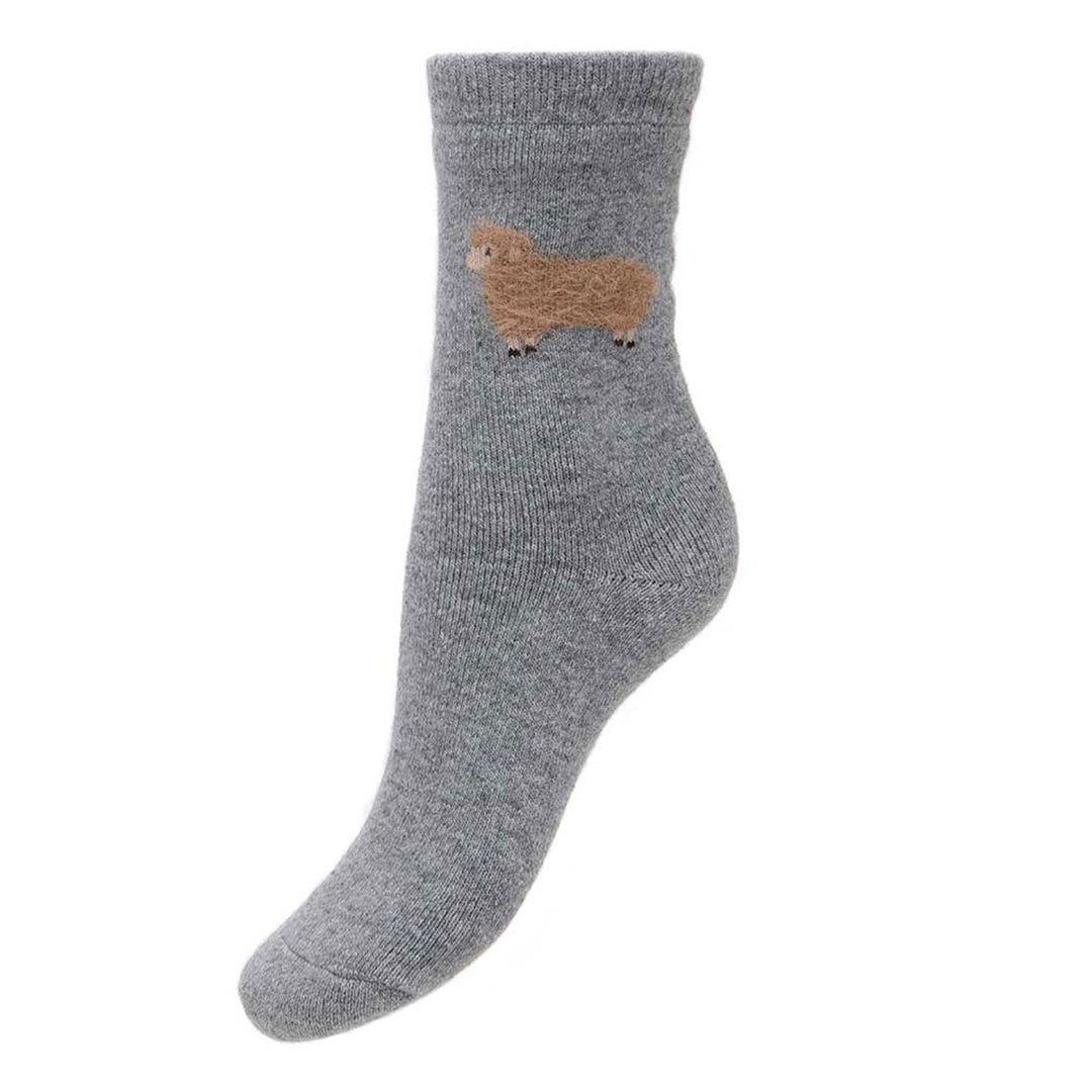 Grey Fluffy Sheep Wool Blend Ladies Socks