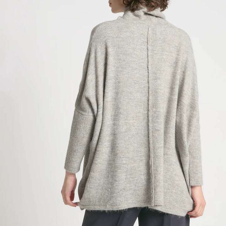 Seam Turtleneck Soft Sweater in Light Grey