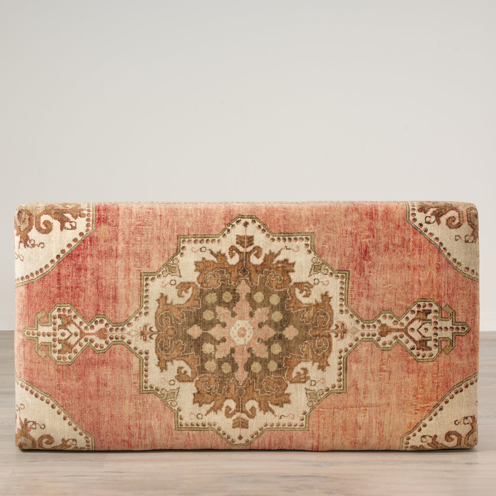 Decorative rectangular mat with intricate patterns on a plain background