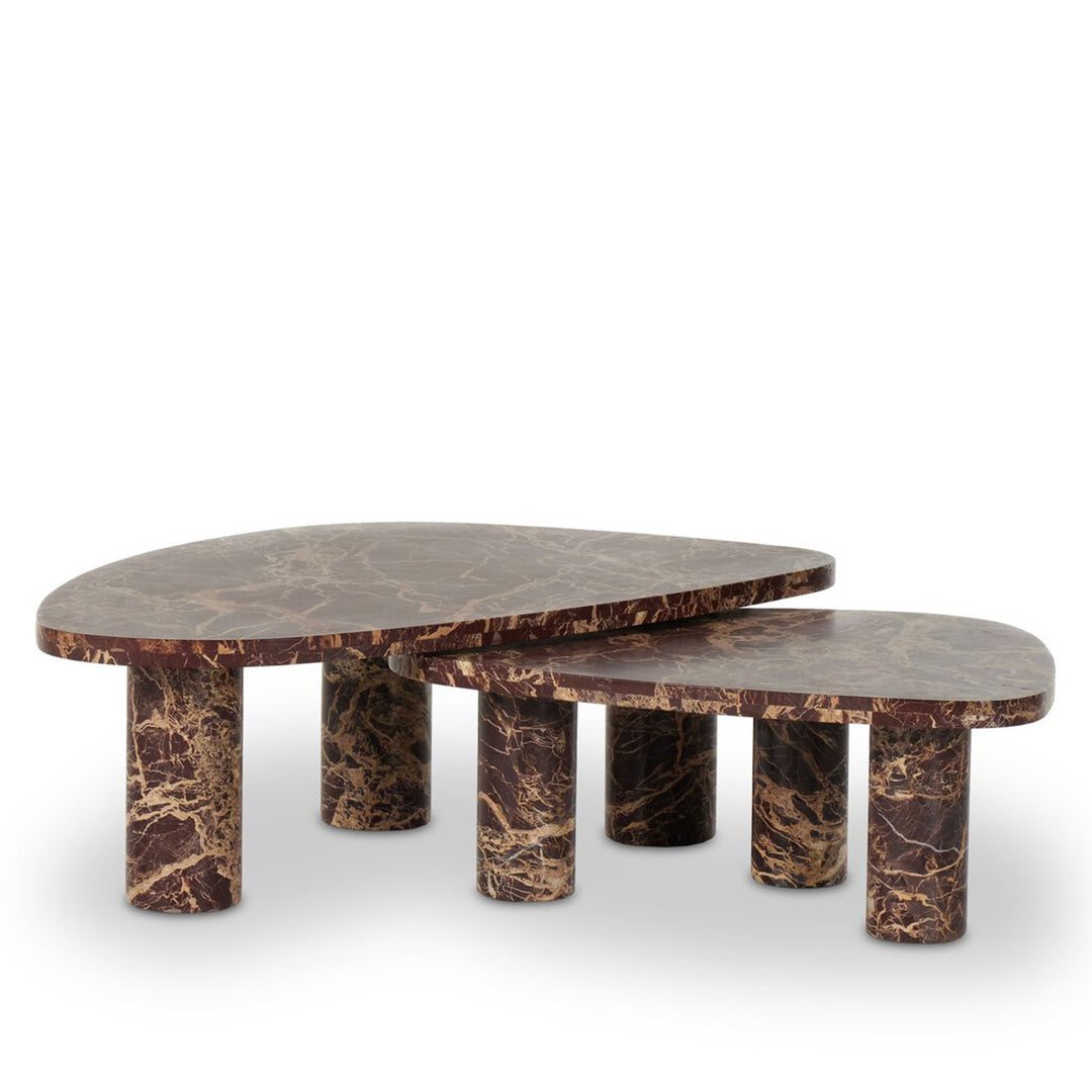 Zale Coffee Table in Merlot Solid Marble