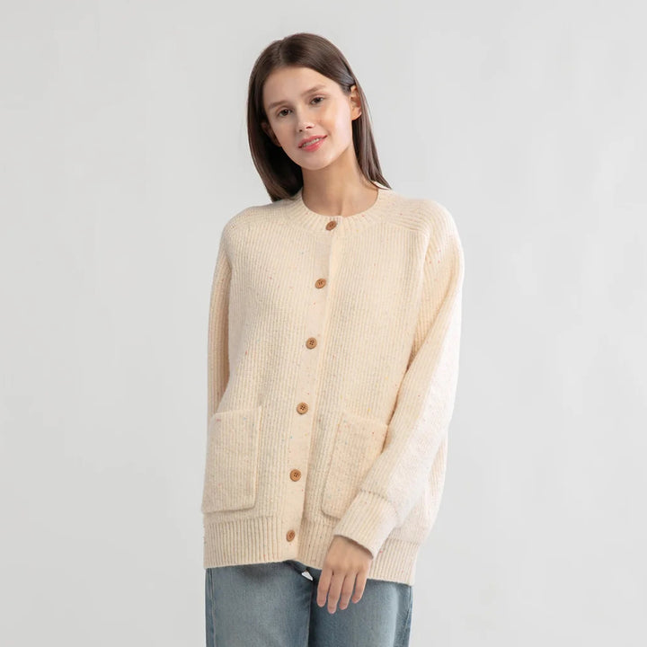 Confetti Chunky Cardigan in Beige