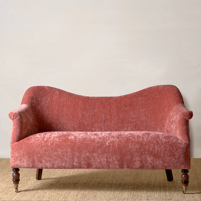 Dromedary Loveseat in Performance Fabric Lacey French Rose by John Derian For Cisco Home