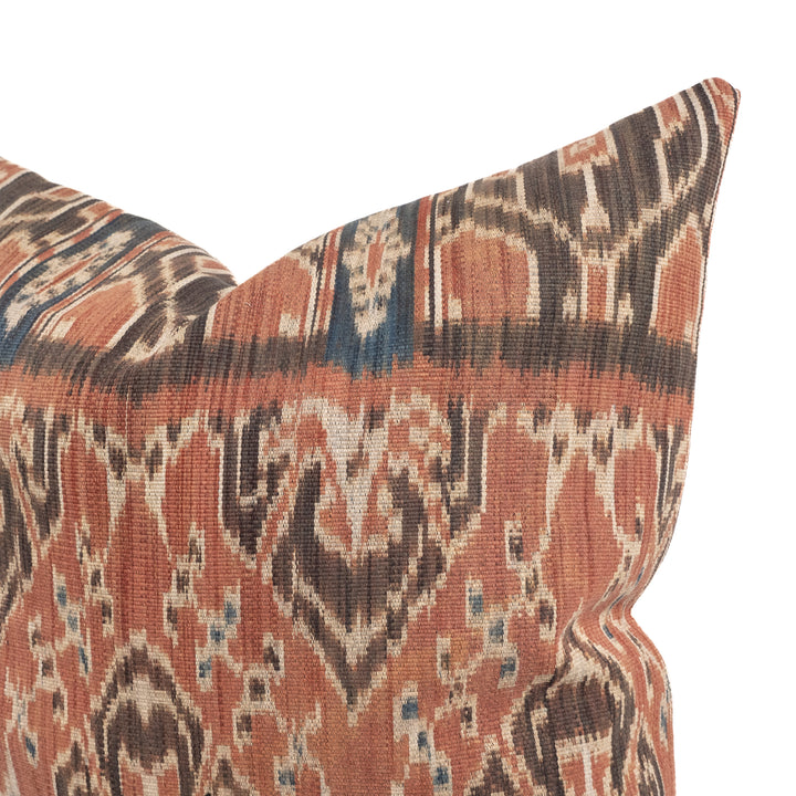 Handmade Pillow Vintage Ikat Sumba Rust 20x20 w/ Filler