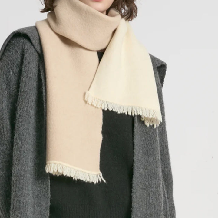 Wool Blend Reversible Scarf - Ivory