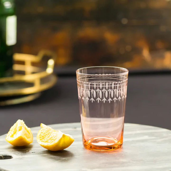 S/4 Crystal Rose Tumblers w/ Oval Design
