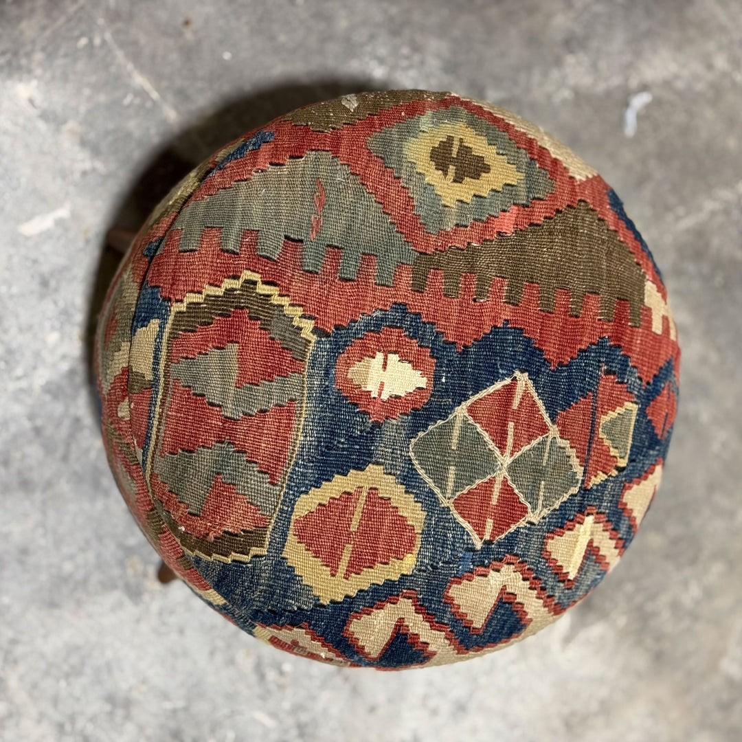 Vintage Rug Small Ottoman - 1024-Q