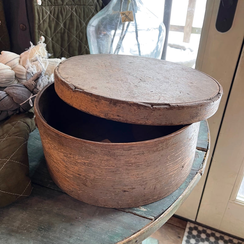 Vintage Round Wood Storage Box