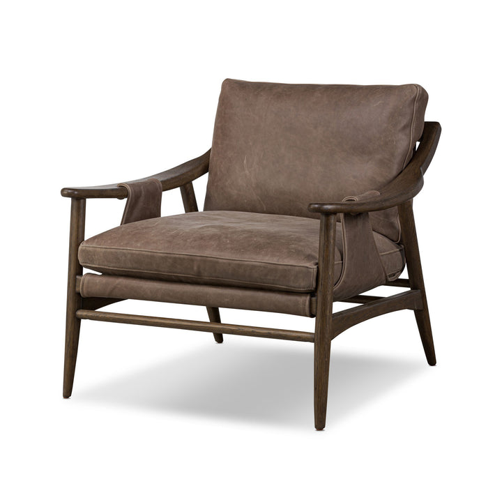 Brown armchair on a white background