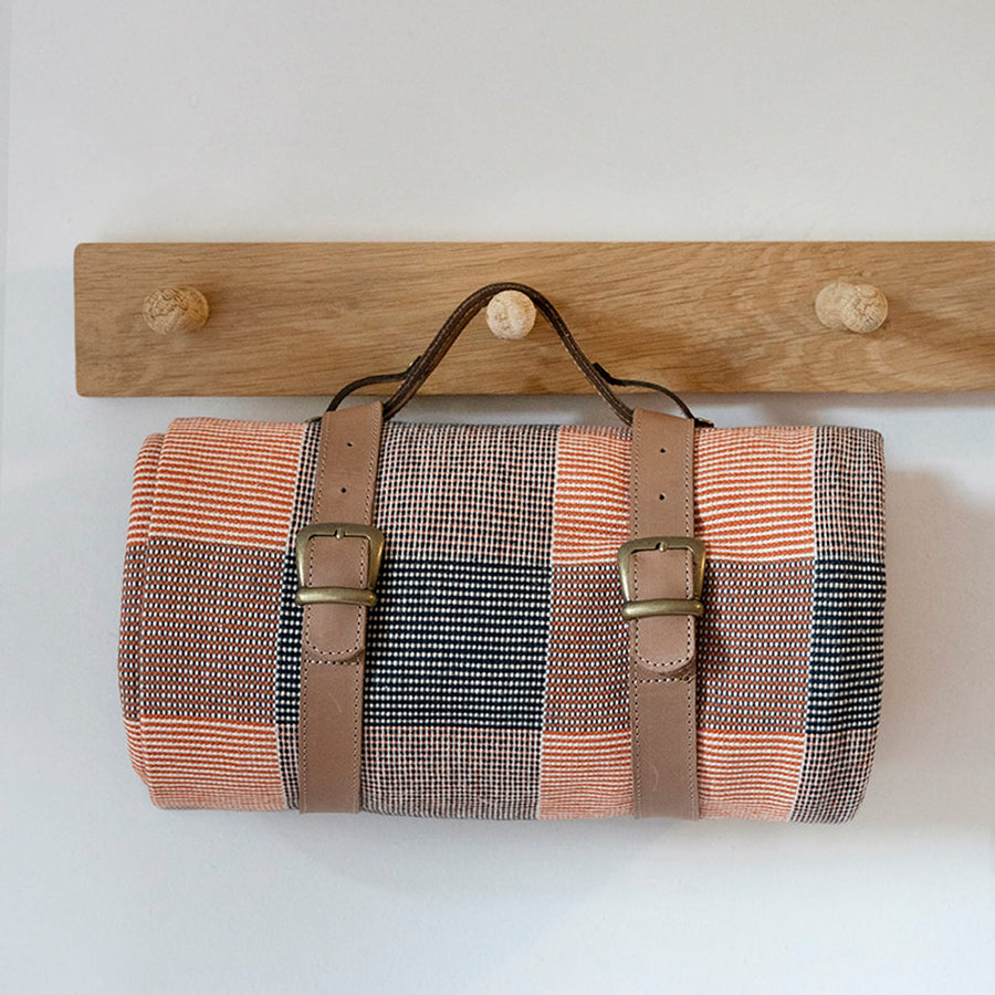 Cotton Picnic Blanket - Apricot Rib Weave
