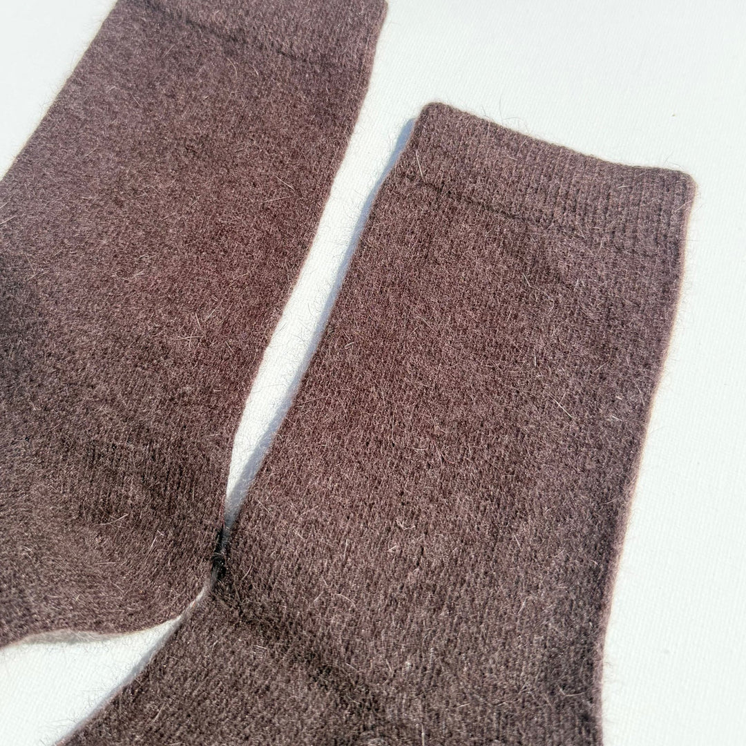 Fluffy Angora Socks - Dark Mushroom