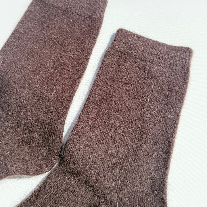 Fluffy Angora Socks - Dark Mushroom