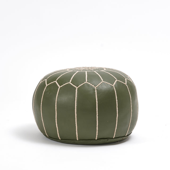Leather Pouf Kaki (20")