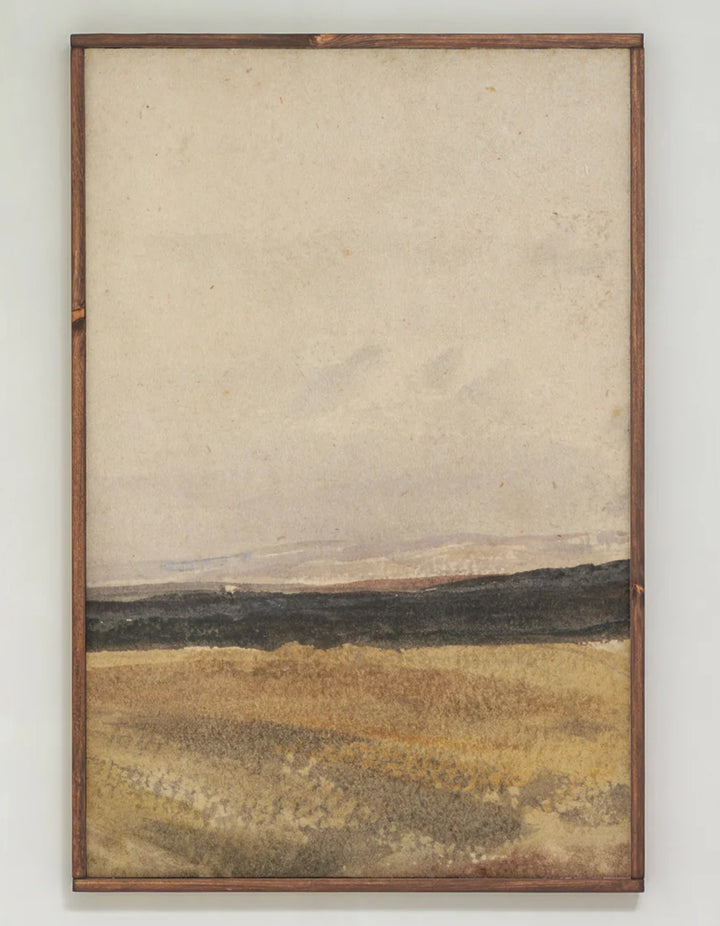 Prairie Abstract Framed Wooden Art 32x48 Dark Brown Frame