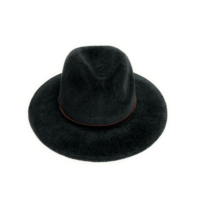 Chenille Fedora Brim Hat in Black