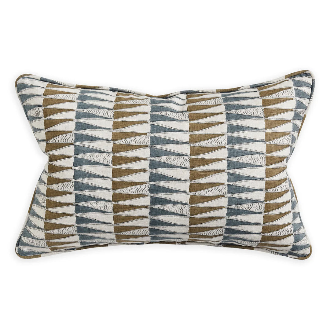 Tangier Walnut linen cushion 14x22 w/ Feather Down Inner
