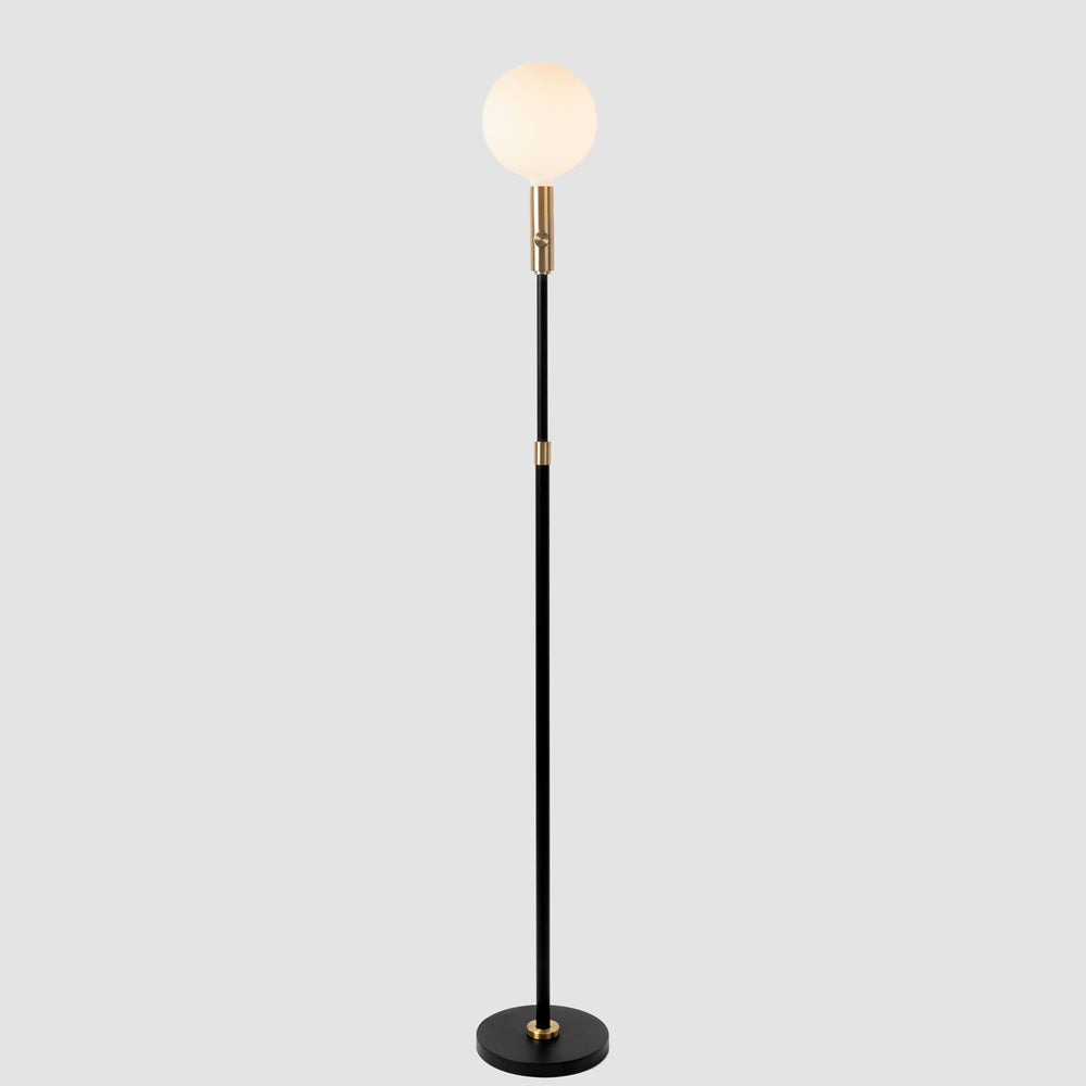 "Poise Adjustable Floor Lamp in Brass with Sphere V LED bulbUS"