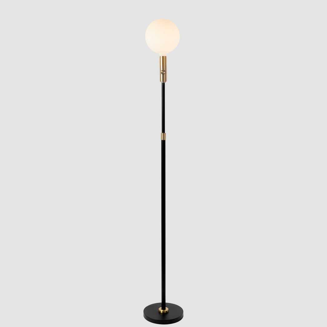 "Poise Adjustable Floor Lamp in Brass with Sphere V LED bulbUS"