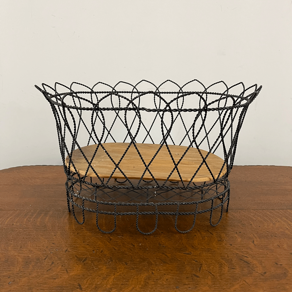 Antique Wire Basket With Shelf