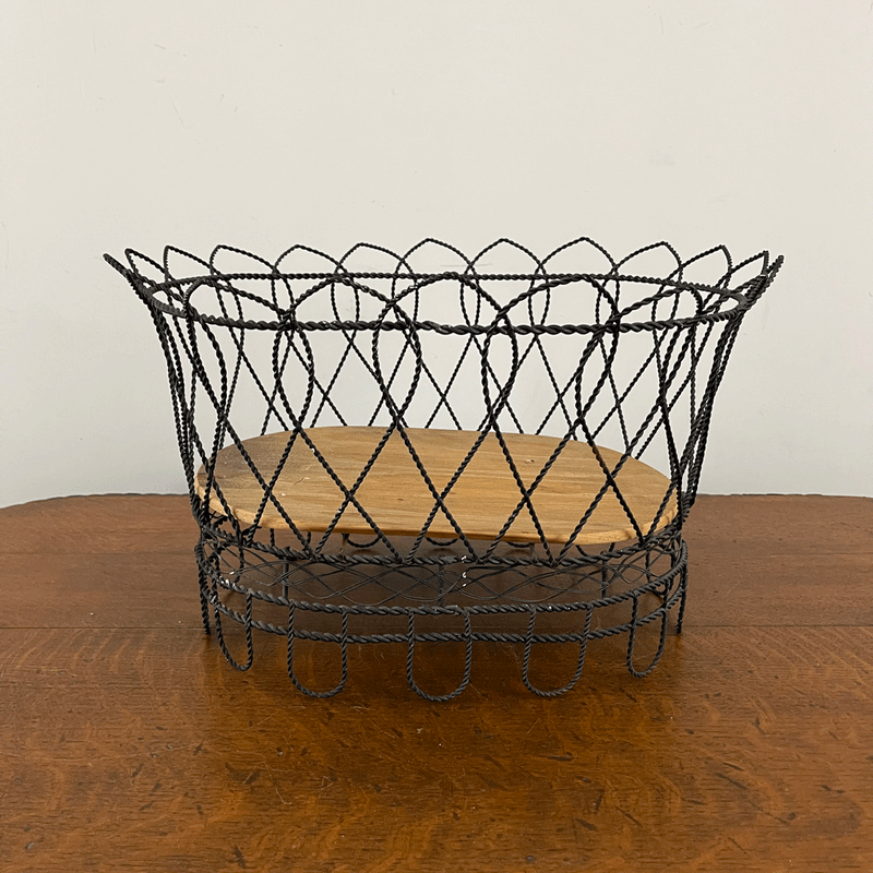 Antique Wire Basket With Shelf