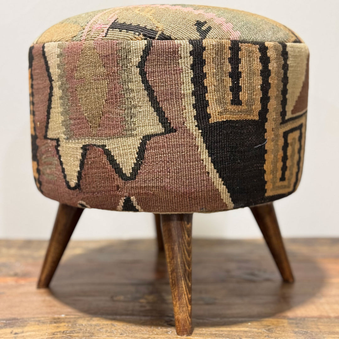 Vintage Rug Small Ottoman - 1024-E