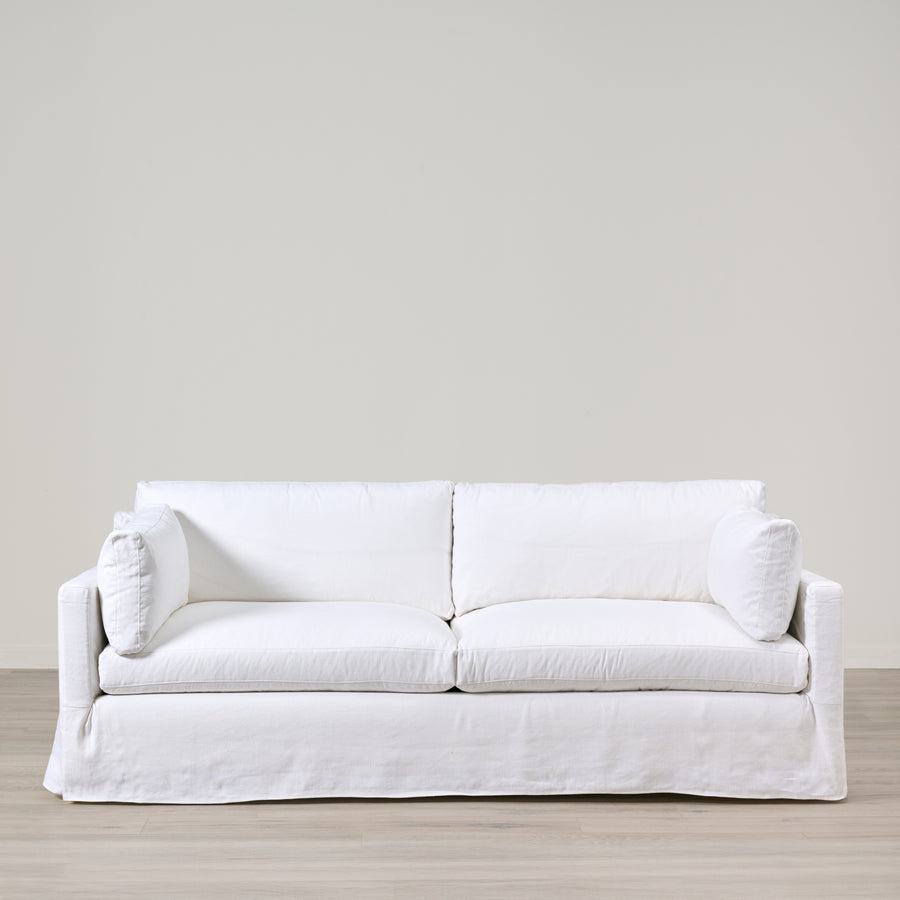 Louis 90" Sofa Slipcovered in Miles White with Feather Cloud Seat and Back Standard Cushion - Essentials