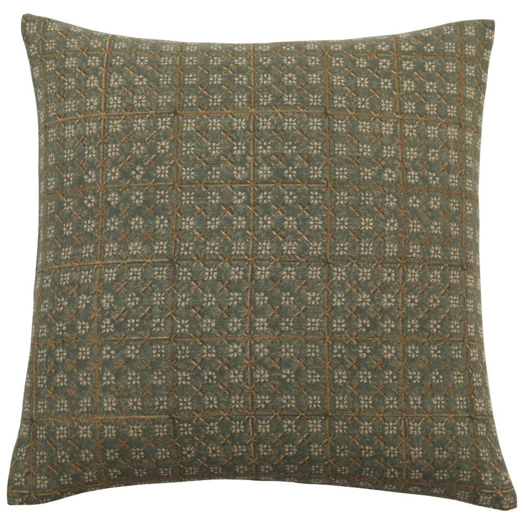 Titli Teal Solid Linen Pillow w/ Insert 20x20