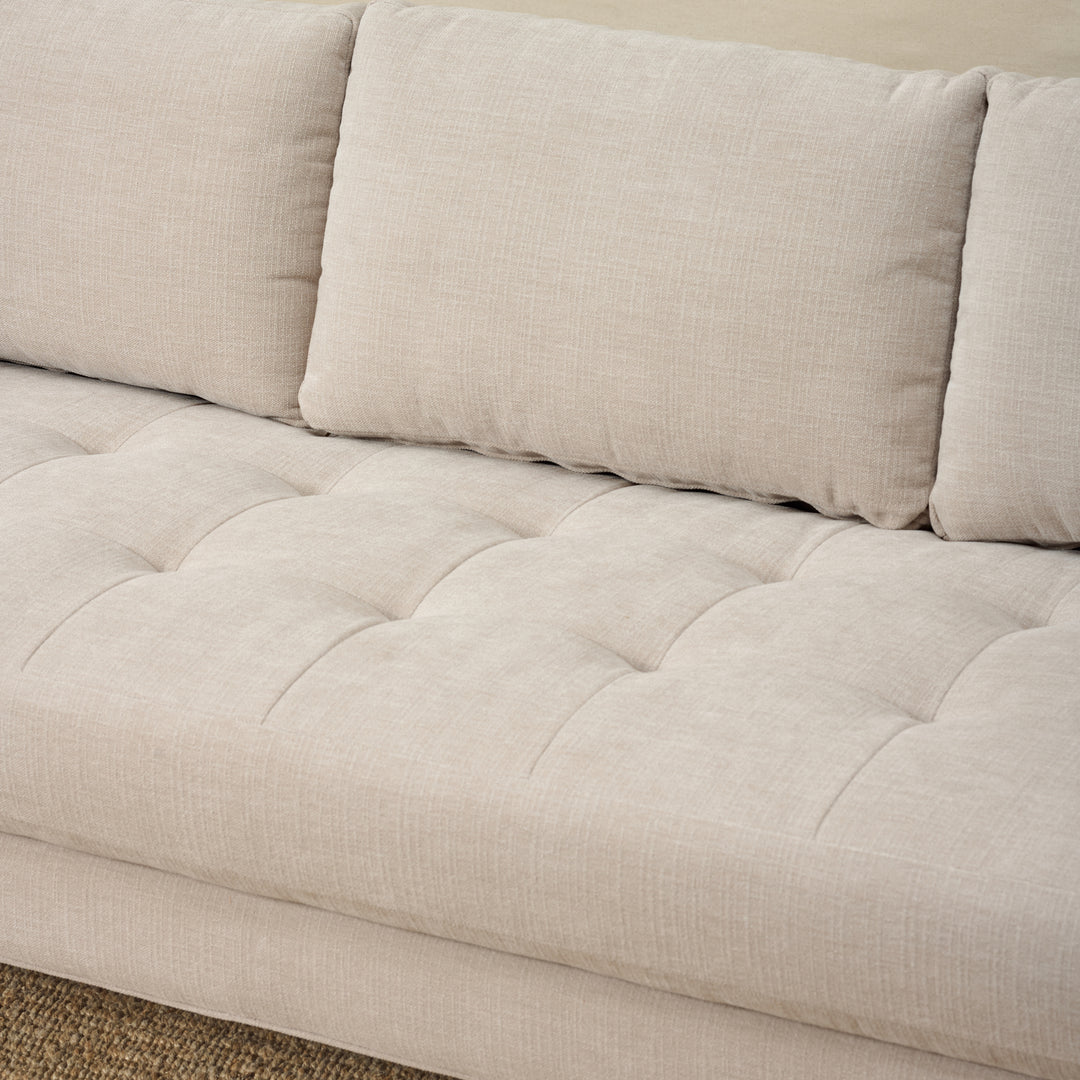 Beam Tufted Sofa in Heavy Duty White Dove by Younger & Co (90")