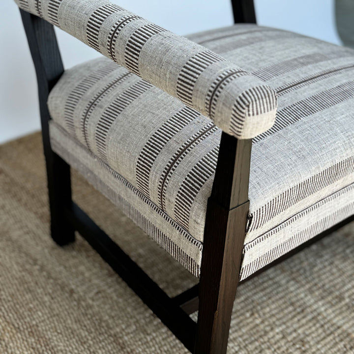 Nellie Chair Upholstered in Heavy Duty Coleman Pecan on Oakwood Frame By Lee Industries