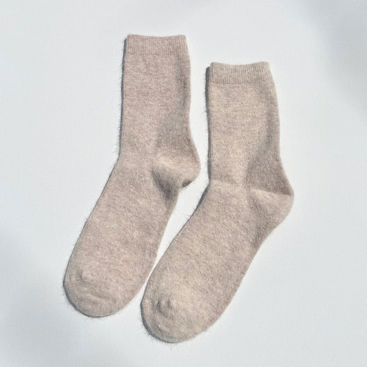 Fluffy Angora Socks - Oat