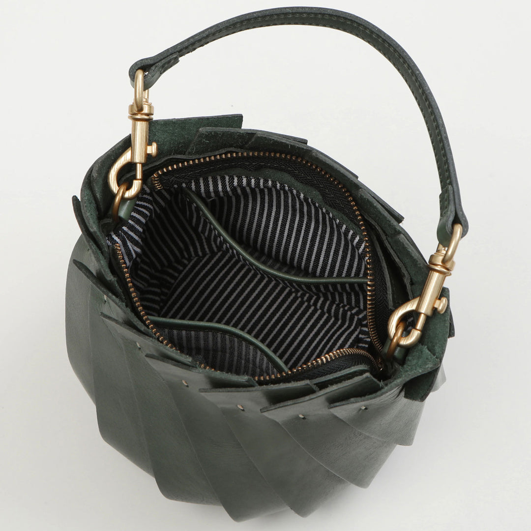 Bloom Bucket Leather Tote in Hunter Green