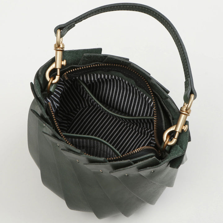 Bloom Bucket Leather Tote in Hunter Green