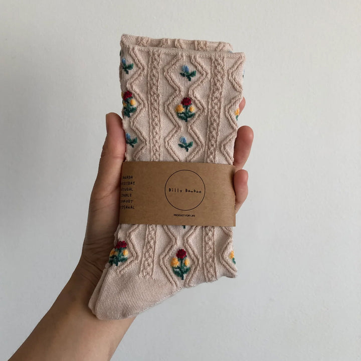 Rose Garden Socks - Beige