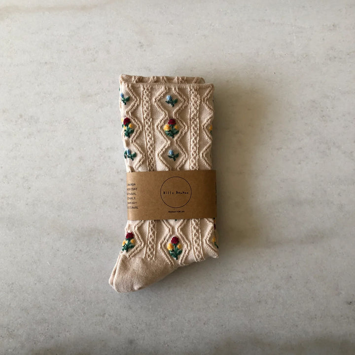 Rose Garden Socks - Beige